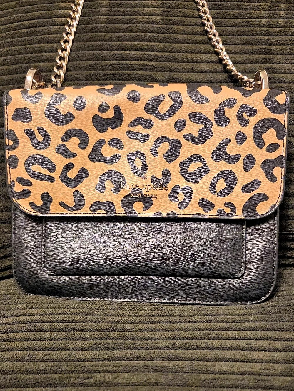 Kate Spade Leopard Print Crossbody Bag in Black & Brown